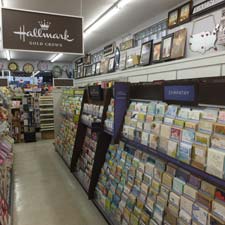 shelves filled with Hallmark cards